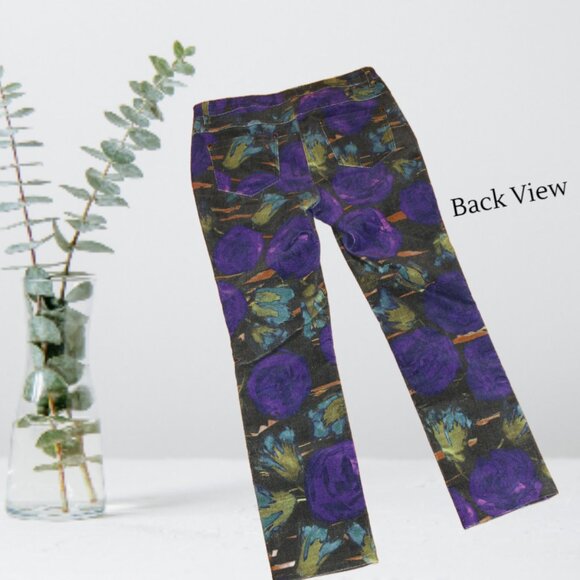 Carlisle Collection Wisteria Abstract Multi Blue Purple Jean Style Pants, Size 2 - Picture 8 of 9
